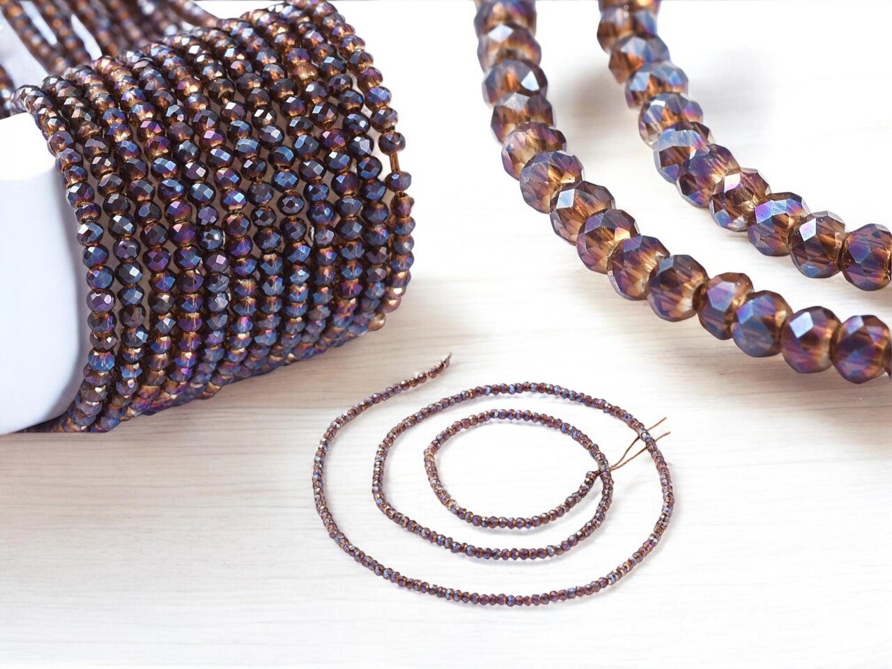 2x1.5mm Amethyst Rainbow Electroplated Glass Faceted Micro Rondelle Spacers (14" Strand)